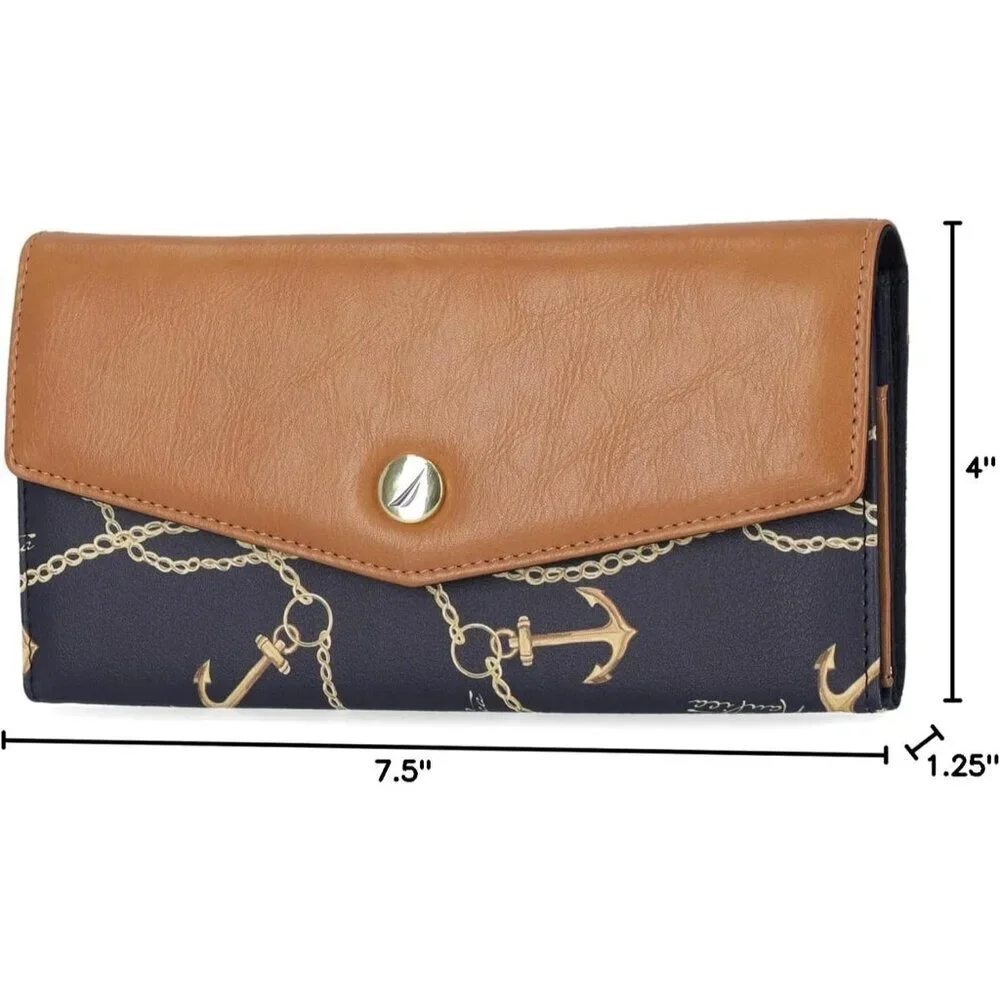 Women's Anchor Aweigh Money Manager RFID Slim Wallet Card Holder with Coin